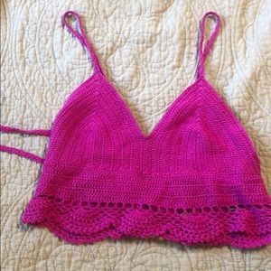 Magenta crocheted top